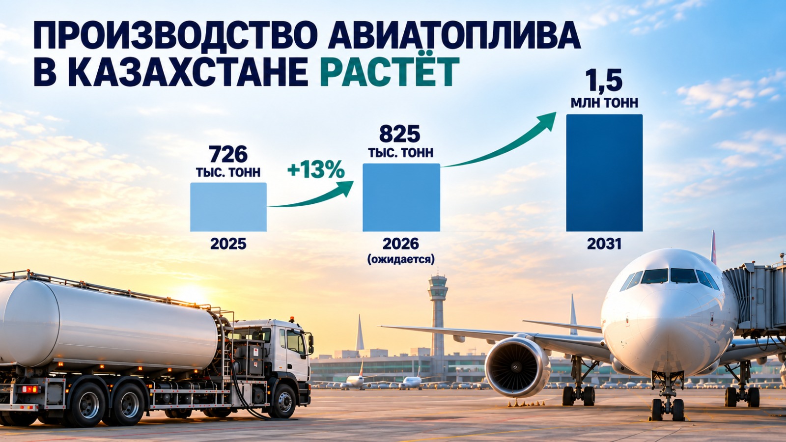 825 тыс. тонн: Казахстан планирует перевыполнить план по производству авиатоплива