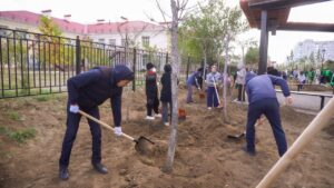 В Астане в новом благоустроенном сквере высадили 250 деревьев