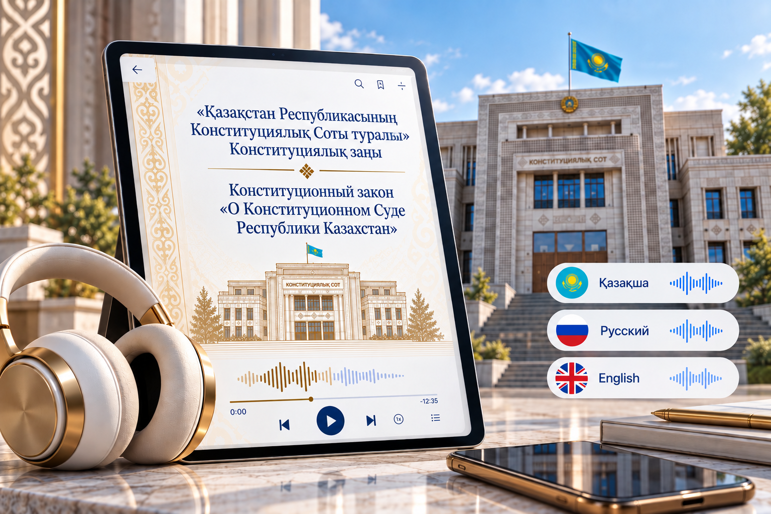Конституционный закон «О Конституционном Суде Республики Казахстан» доступен в аудиоформате