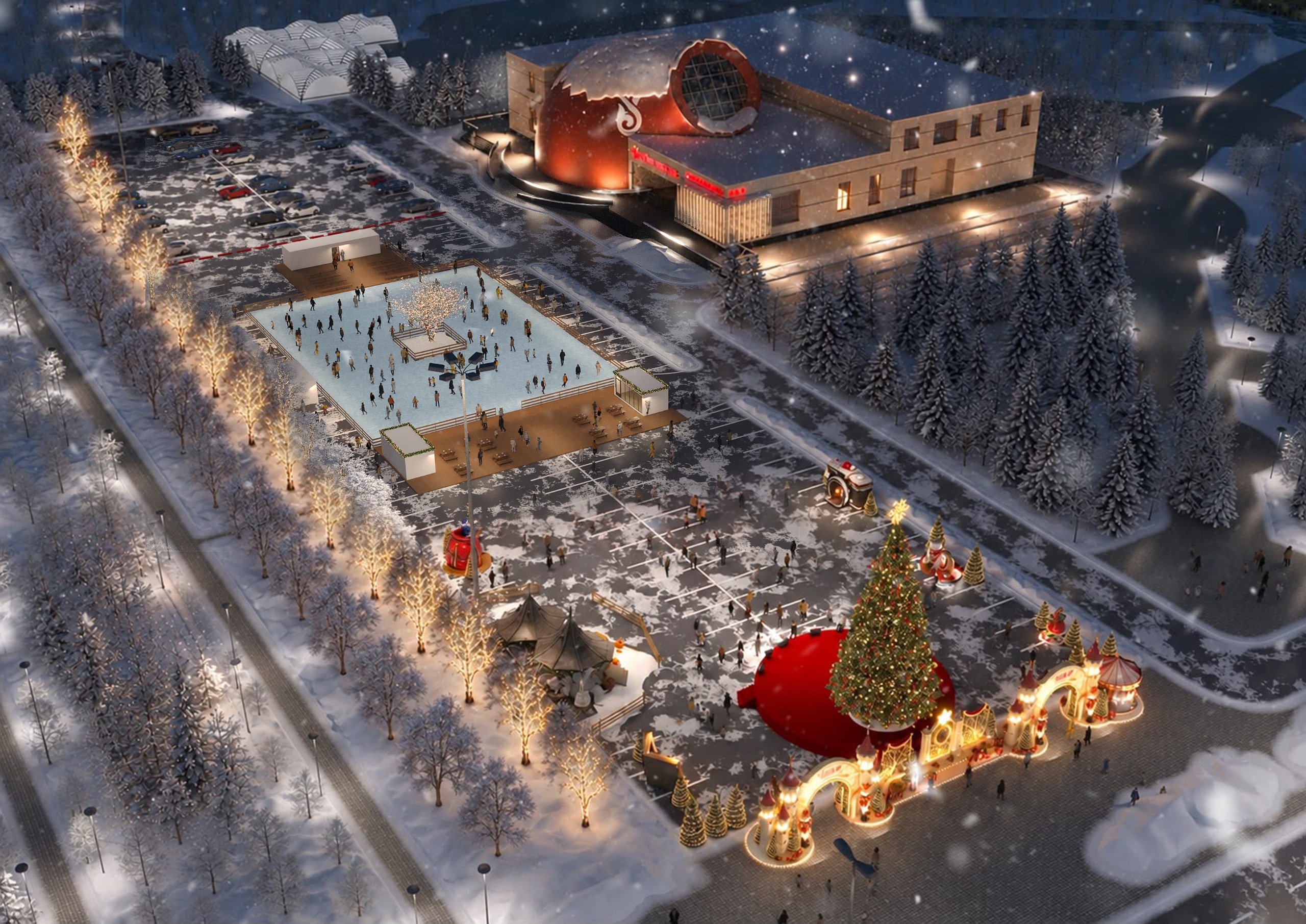 Новый ледовый каток Triathlon Ice Park обустраивают в столичном районе Алматы