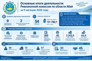 Основные итоги деятельности Ревизионной комиссии по области Абай за 9 месяцев 2026 года