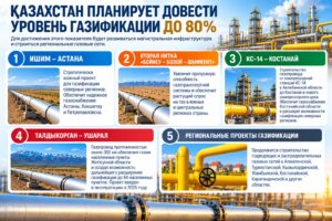 Как Казахстан планирует довести уровень газификации до 80%?